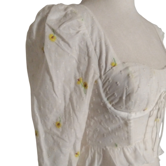 Revolve For Love & Lemons Daisy Floral Embroidered Abby Corset Top Size XS NWT - Picture 5 of 13